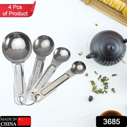 3685 Stainless Steel Measuring Spoons, 4pcs/set Durable Anti Rust Measuring Spoon Set Universal for Kitchen Baking. JK Trends