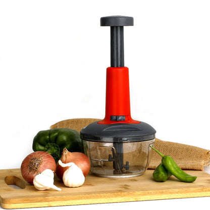 5901 Matte Finish Manual Hand Press Chopper for Kitchen, Mini Handy & Compact Chopper with 3 Blades for Effortlessly Chopping Vegetables & Fruits for Your Kitchen. JK Trends