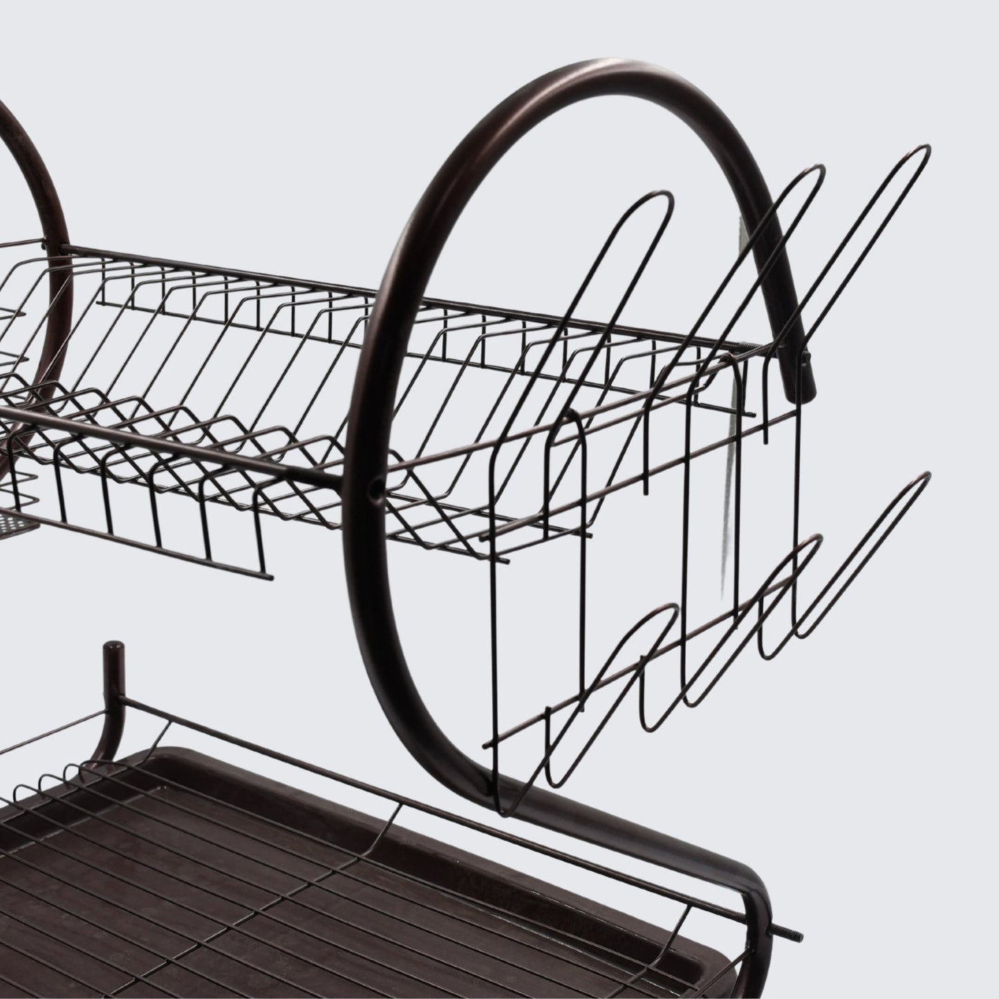 5950 2 Tier Dish Drying Rack Stainless Steel Large Dish Plate Rack Metal Strainer Dryer Racks Two Tier Dishes Drainer and Drain Tray with Utensil