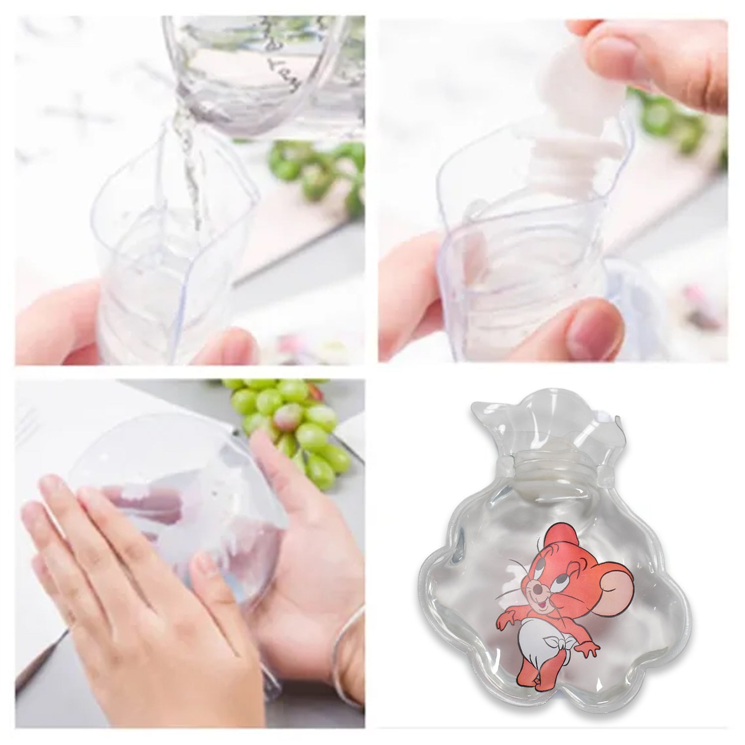 6542 MIX TRANSPARENT MULTI DESIGN SMALL HOT WATER BAG WITH COVER FOR PAIN RELIEF, NECK, SHOULDER PAIN AND HAND, FEET WARMER, MENSTRUAL CRAMPS. DeoDap