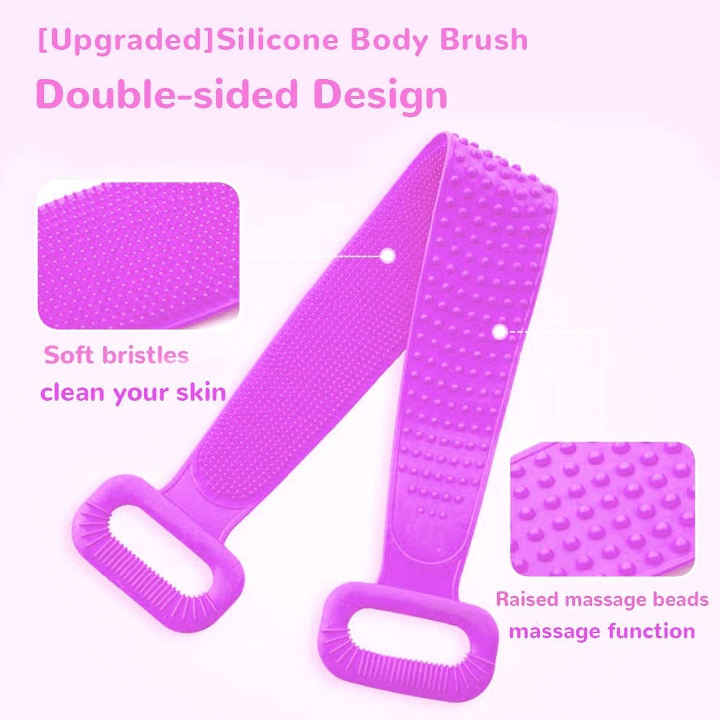 1303 SILICONE BODY BACK SCRUBBER DOUBLE SIDE BATHING BRUSH FOR SKIN DEEP CLEANING WITH HOOK JK Trends