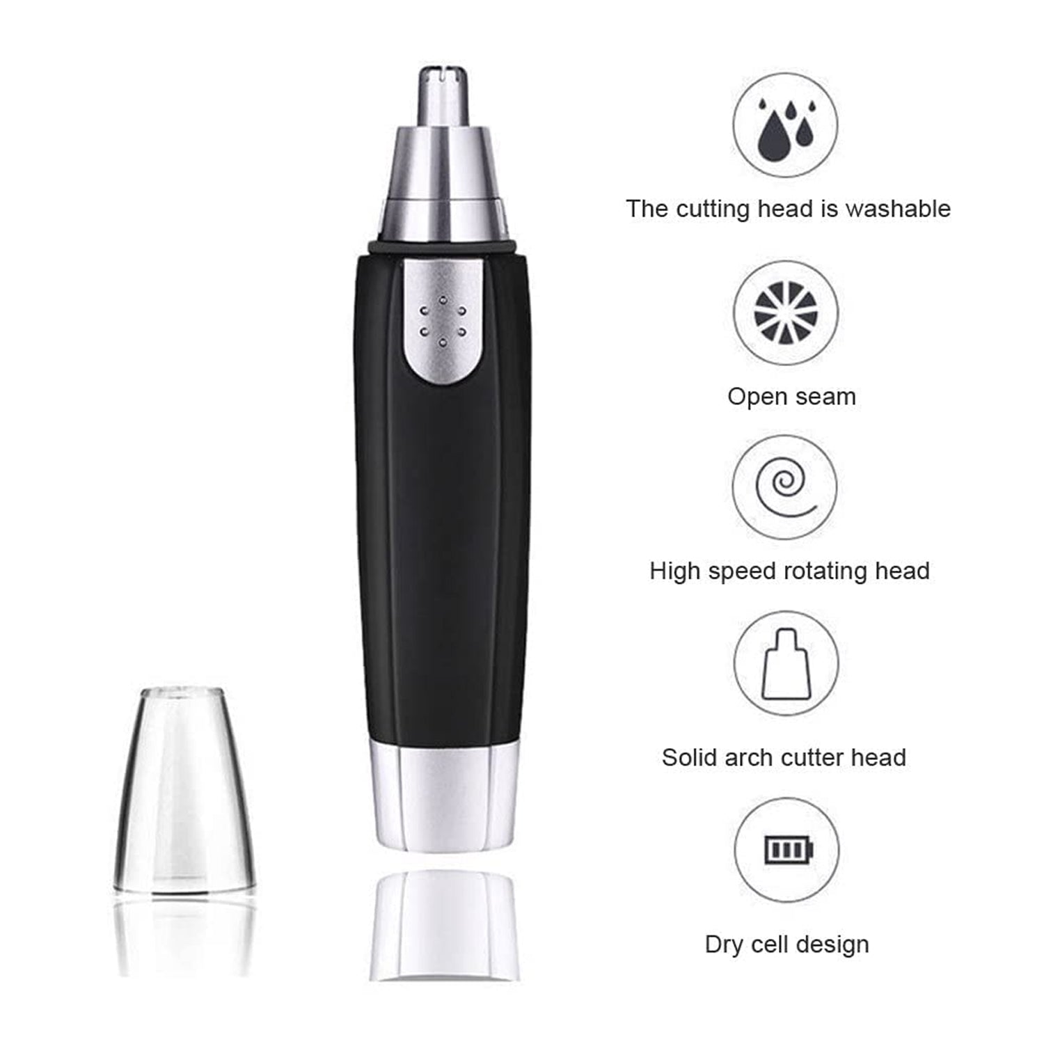 6003 Sharp New Ear and Nose Hair Trimmer Professional Heavy Duty Steel Nose Clipper Battery-Operated. JK Trends