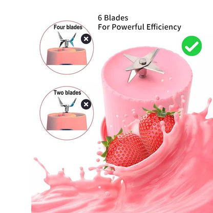 5334A BLENDER PORTABLE JUICER FOR SMOOTHIE , JUICE , VEGETABLE SHAKES WITH 6 BLADES WIRELESS CHARGING MINI PERSONAL SIZE MIXER BOTTLE GRINDER, 380 ML MULTICOLOR JK Trends