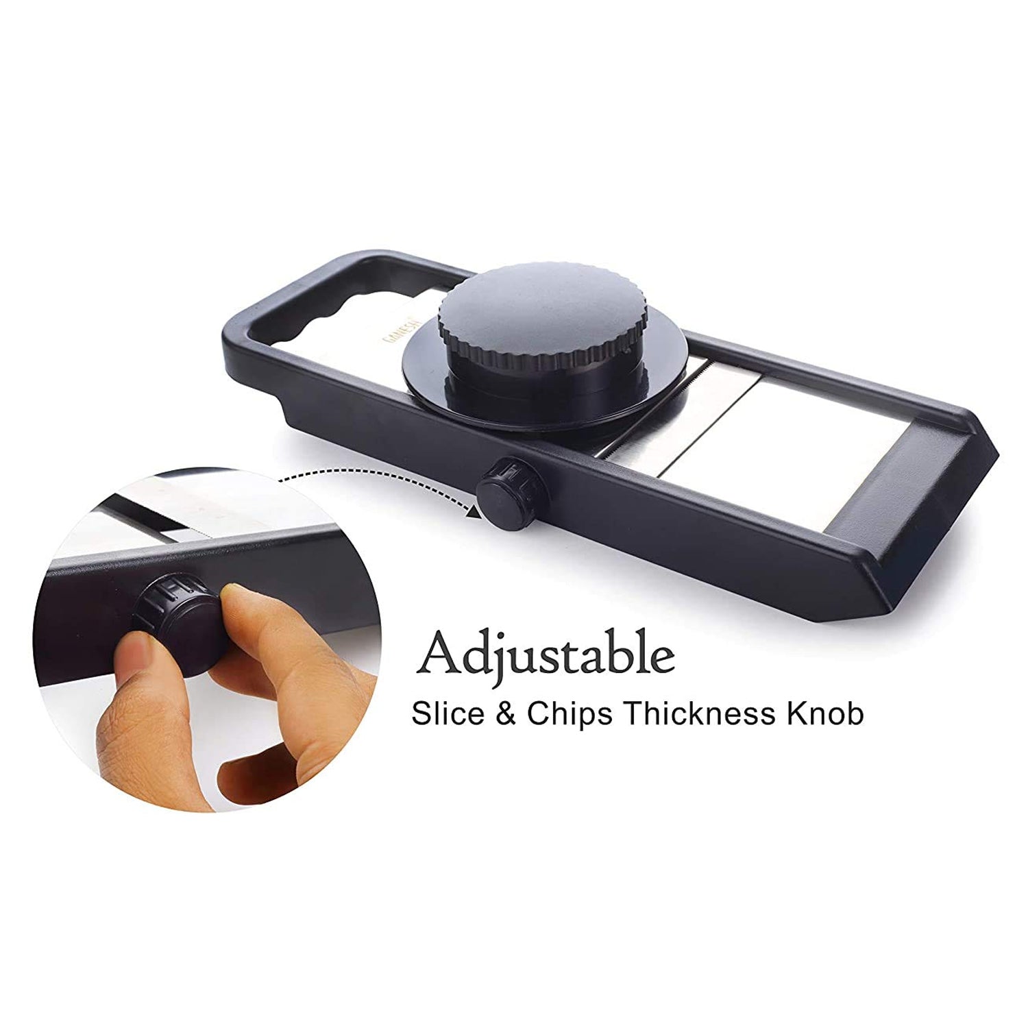 8120 Ganesh Adjustable Plastic Slicer, 1-Piece, Black/Silver DeoDap