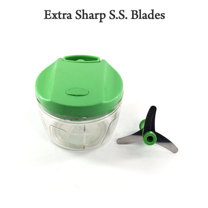 2283G Manual Green mini plastic food chopper with extra sharp blades (375 Ml) DeoDap
