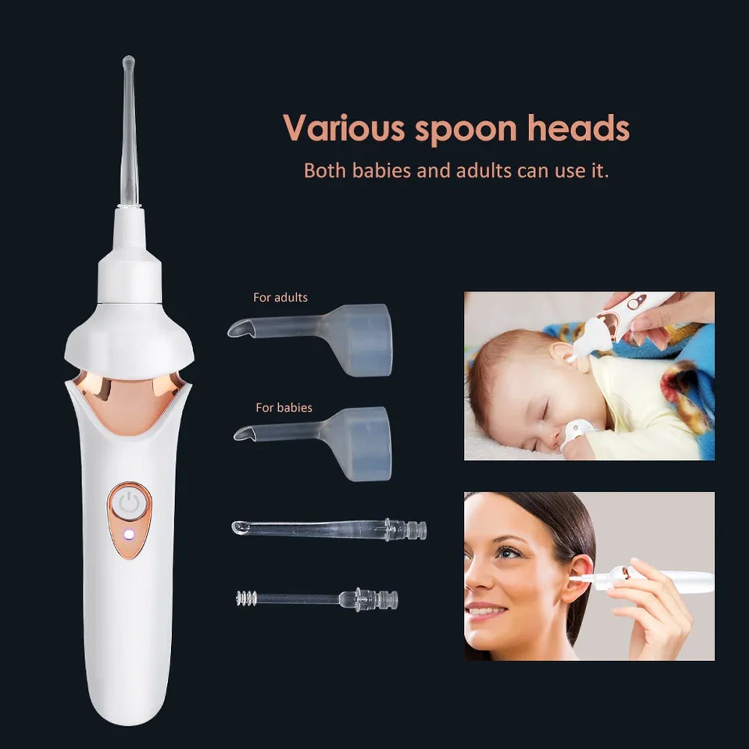 7707 EAR SUCTION DEVICE, PORTABLE COMFORTABLE EFFICIENT AUTOMATIC ELECTRIC VACUUM SOFT EAR PICK EAR CLEANER EASY EARWAX REMOVER SOFT PREVENT EAR-PICK CLEAN TOOLS SET FOR ADULTS KIDS JK Trends