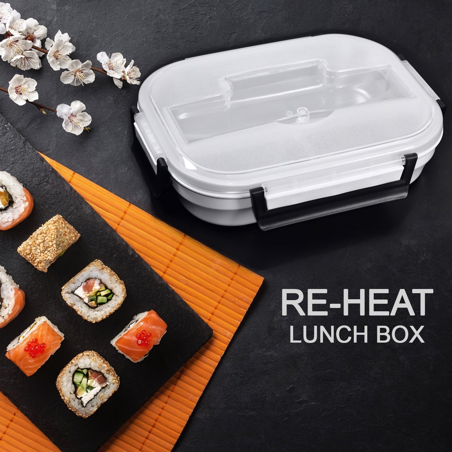 2977 Lunch Box for Kids and adults, Stainless Steel Lunch Box with 3 Compartments With spoon slot. DeoDap