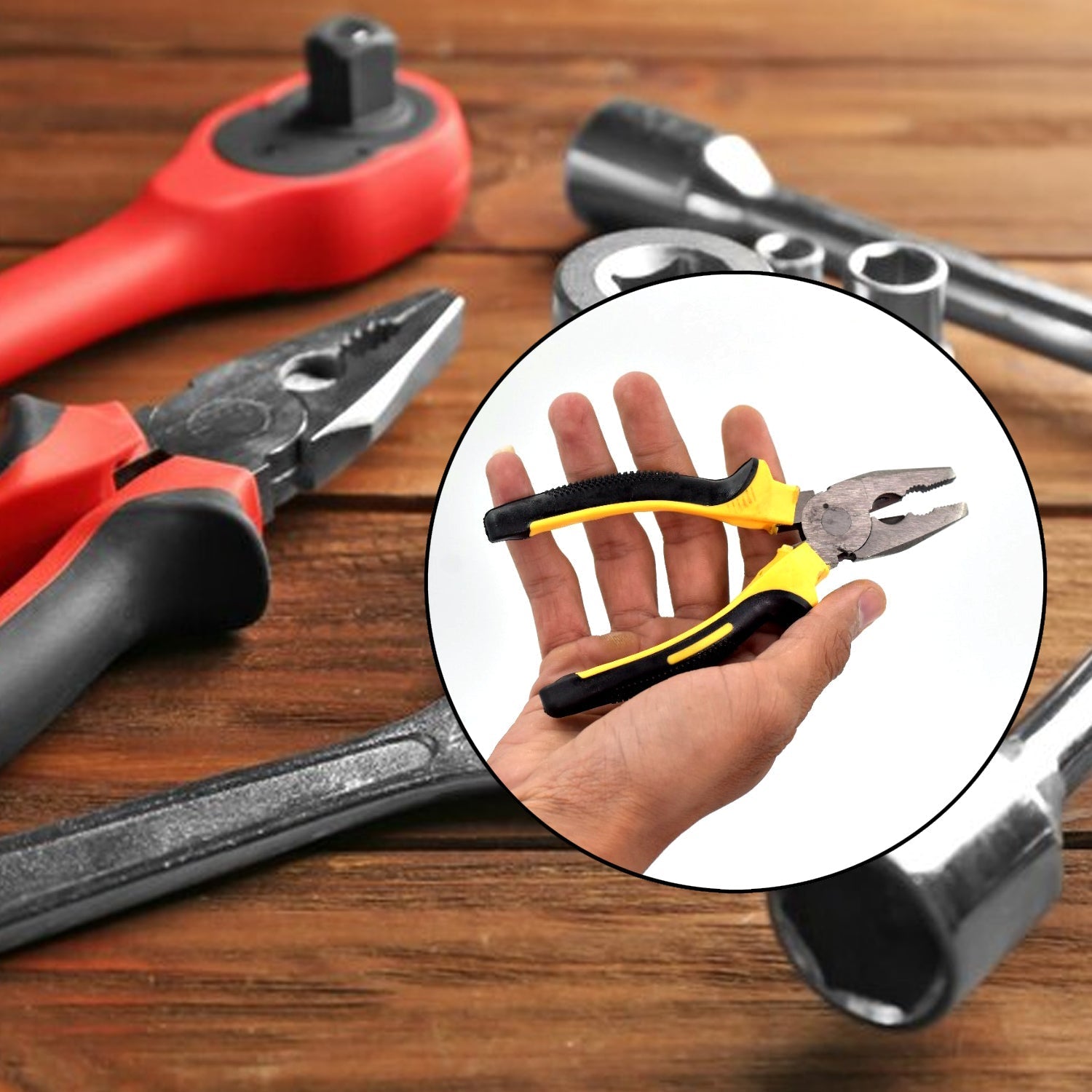 9178  Multi Hand Combination Cutting Pliers Claw Hammer Steel Shaft Hand Tool Kit DeoDap