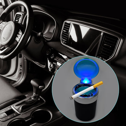 4945 Car Smokeless Ashtray Blue LED Cool Light Indicator Travel Auto Cigarette Odor Remover Smoke Diffuser Stand Cylinder (Moq - 12pc) DeoDap