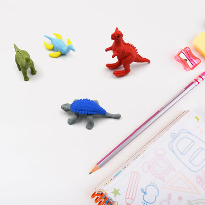 4634 Small Dinosaur Shaped Erasers Animal Erasers for Kids, Dinosaur Erasers Puzzle 3D Eraser, Desk Pets for Students Classroom Prizes Class Rewards Party Favors for Toddlers, Soft Non-Dust Stationery Activity Toy, for School Supplies (4 Pc Set)