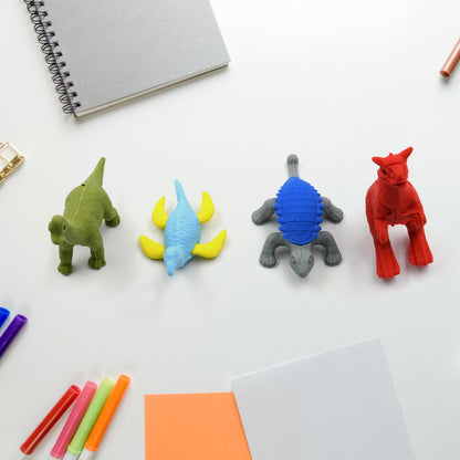 4634 Small Dinosaur Shaped Erasers Animal Erasers for Kids, Dinosaur Erasers Puzzle 3D Eraser, Desk Pets for Students Classroom Prizes Class Rewards Party Favors for Toddlers, Soft Non-Dust Stationery Activity Toy, for School Supplies (4 Pc Set)