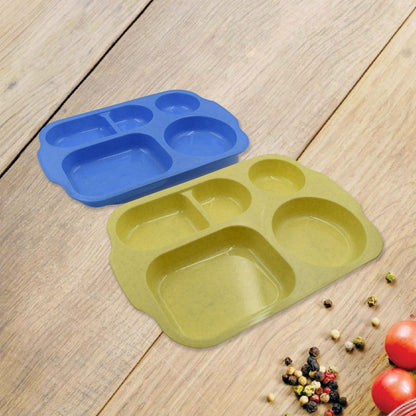 5963 Divided Plates, 5 Compartments 32 CM Split Plates, Shatterproof Separating Plates For Kids And Adults, Microwave and Dishwasher Tableware Set, Multi-Colour, Modern (4 Pc Set)