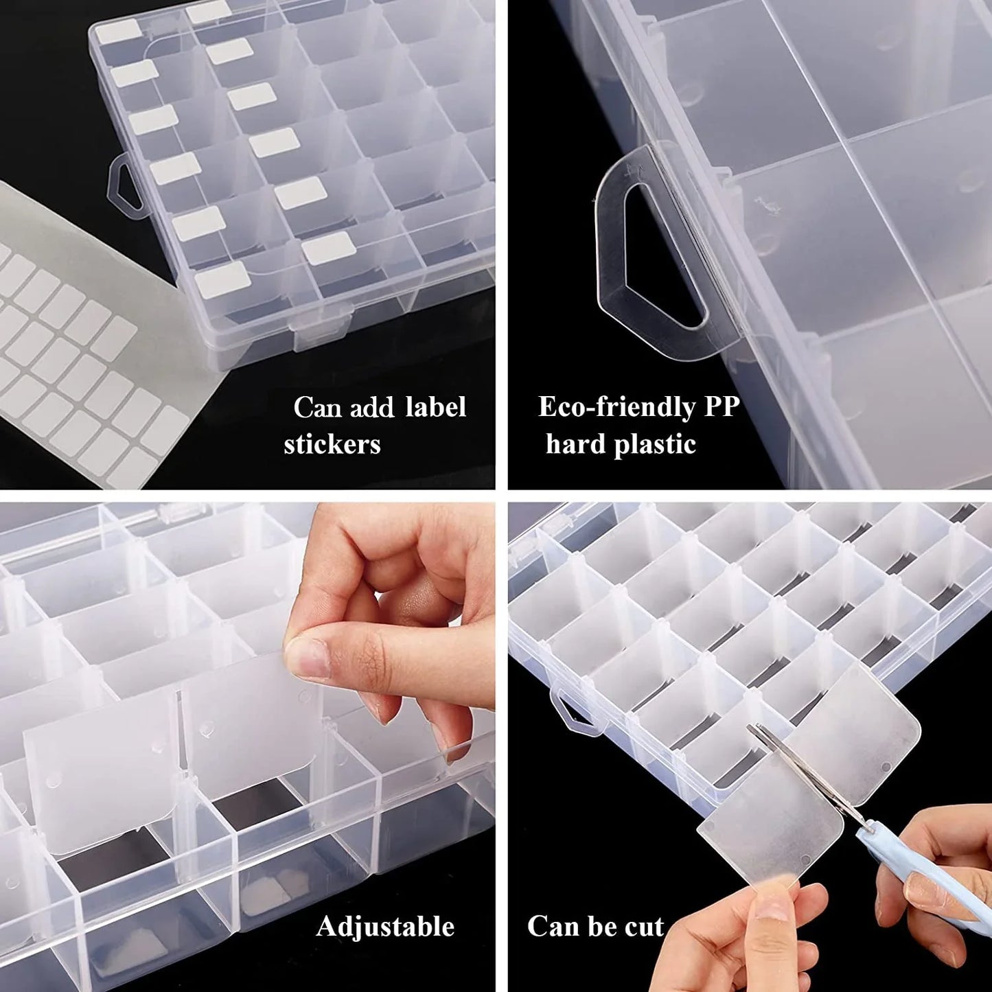 7673a 36 Grids Clear Plastic Organizer Jewelry Storage Box with Adjustable Dividers, Transparent Organizer Box (1pc)