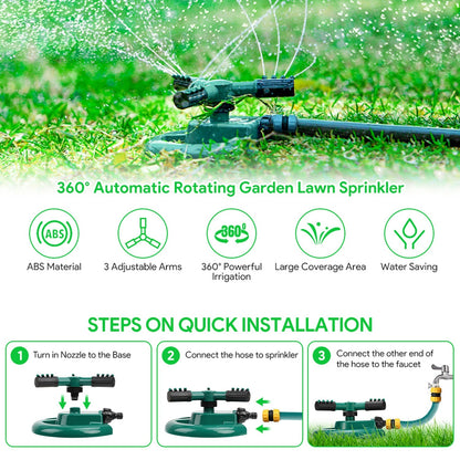 7482  360 Degree 3 Arm Sprinkler for Watering Garden and Lawn Irrigation Yard Water Sprayer JK Trends