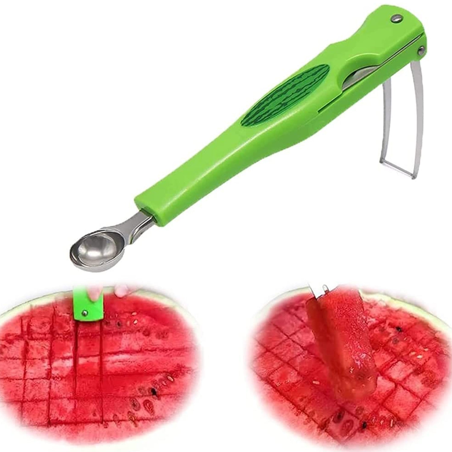 2814 Stainless Steel Fruit Scooper Seed Remover Melon Baller Carving Knife Double Sided Melon Baller for Watermelon Ice Cream. JK Trends
