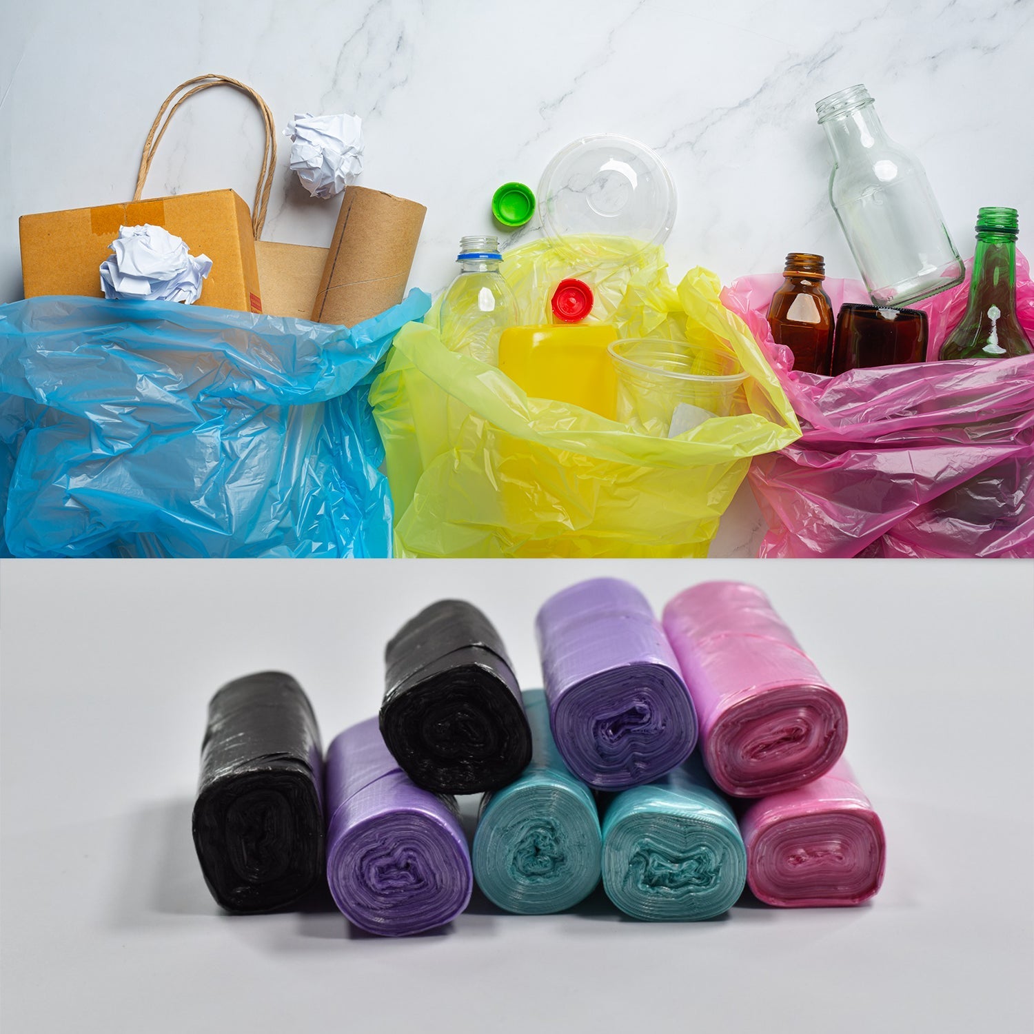 9204 Garbage Bags/Dustbin Bags/Trash Bags Pack of 8Rolls 45x50cm DeoDap