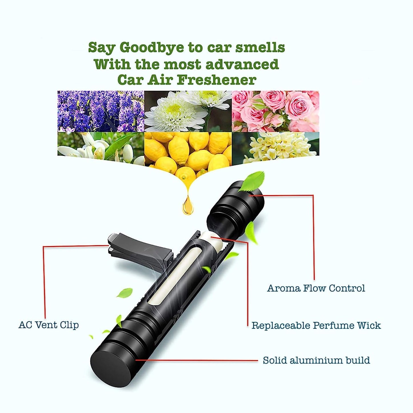 6591 Car Air Perfume For AC Vent - New Long Lasting And Sweet Fragrances with Rotating Flow Control - Magnetic, Ocean, Lavender, Cologne, Lemon - Interior Accessories For Car