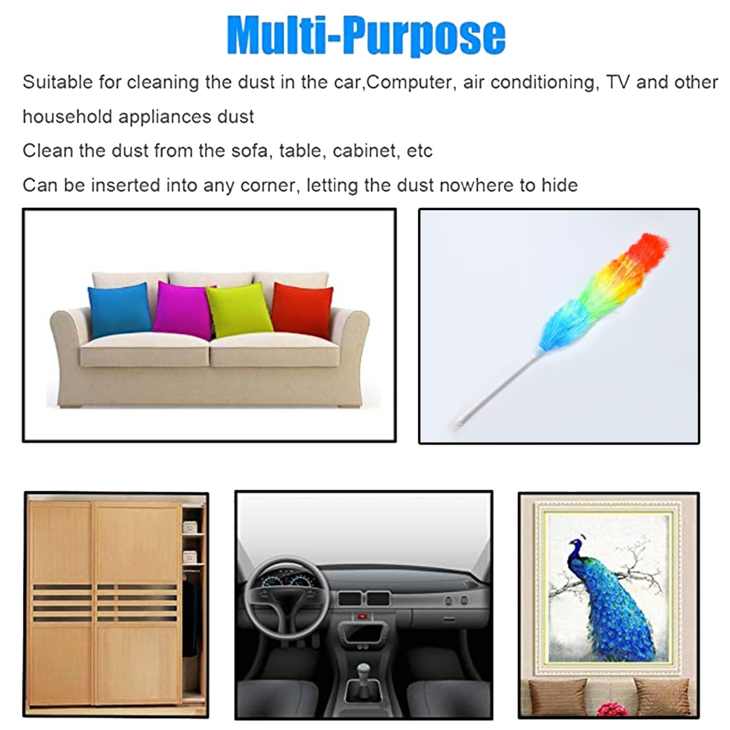 6321 Colorful Feather Duster | Microfiber Duster for Cleaning | Dusting Stick | Dusting Brush DeoDap