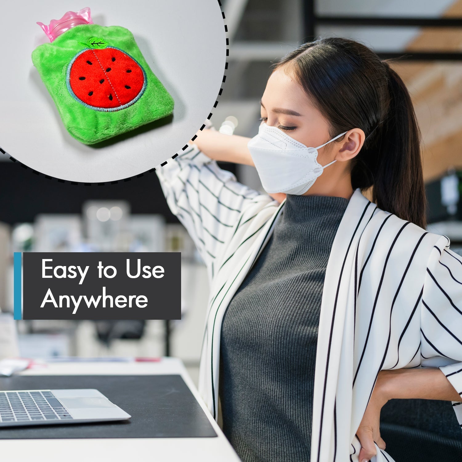 6509 Watermelon small Hot Water Bag with Cover for Pain Relief, Neck, Shoulder Pain and Hand, Feet Warmer, Menstrual Cramps. DeoDap