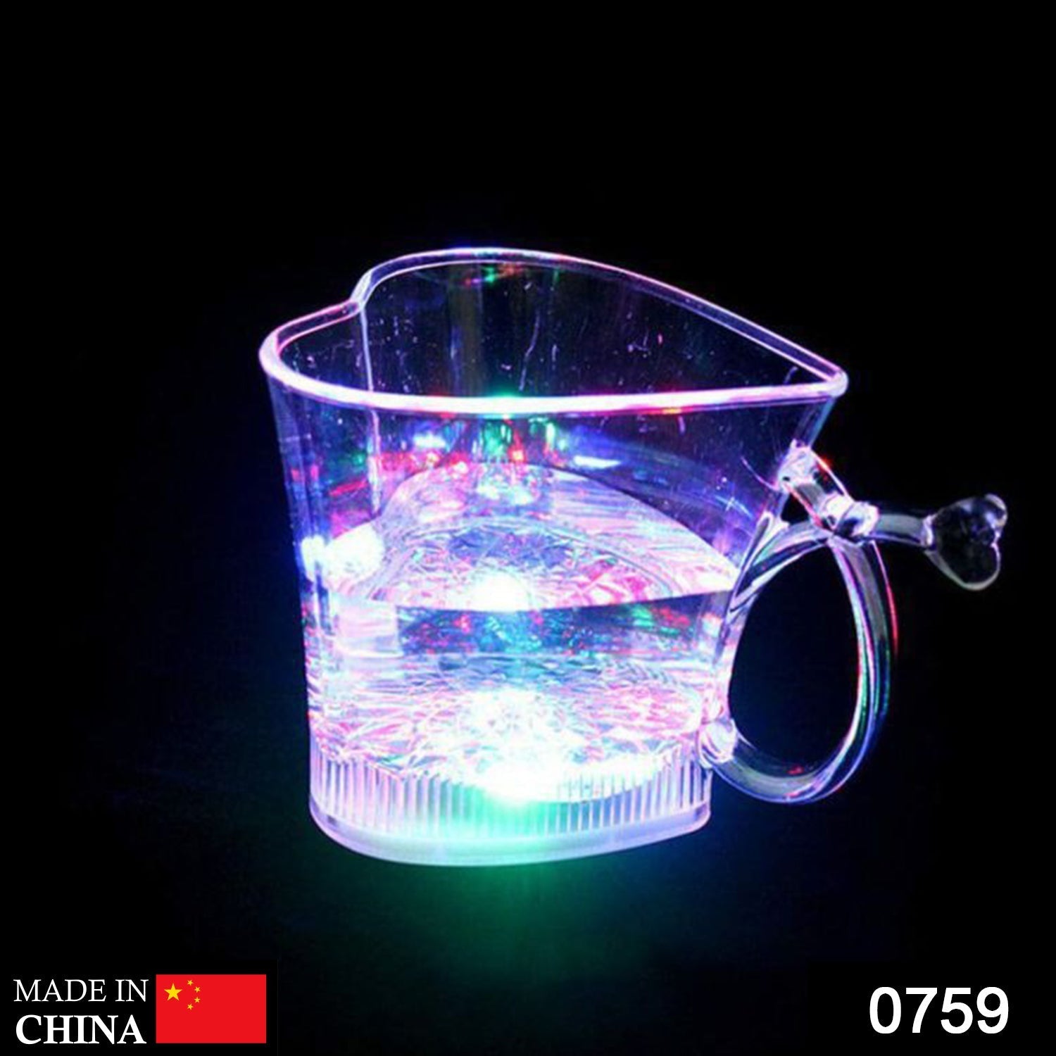 759 Heart Shape Activated Blinking Led Glass Cup JK Trends