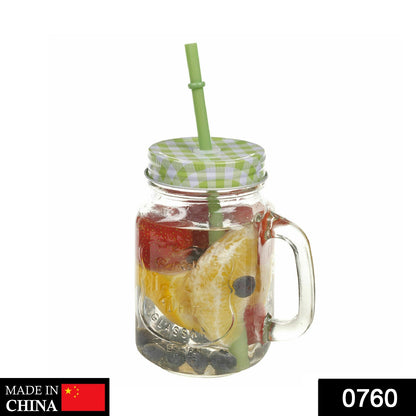 760 Drinking Cup/Glass/Mug Mason Jar with Handle & Straw JK Trends