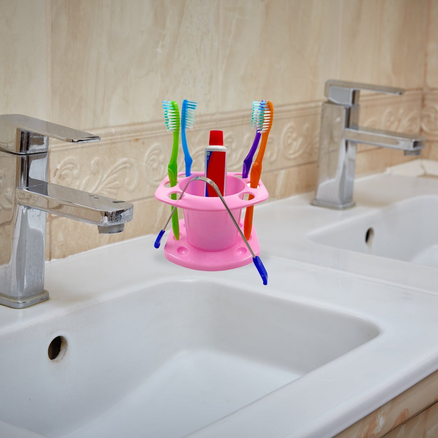 3689 Toothbrush Holder widely used in all types of bathroom places for holding and storing toothbrushes and toothpastes of all types of family members etc. DeoDap