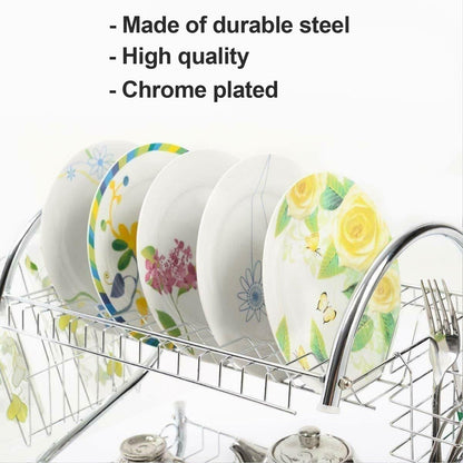 2962 Stainless Steel 2 Layer Kitchen Dish Rack/Plate Cutlery Stand DeoDap