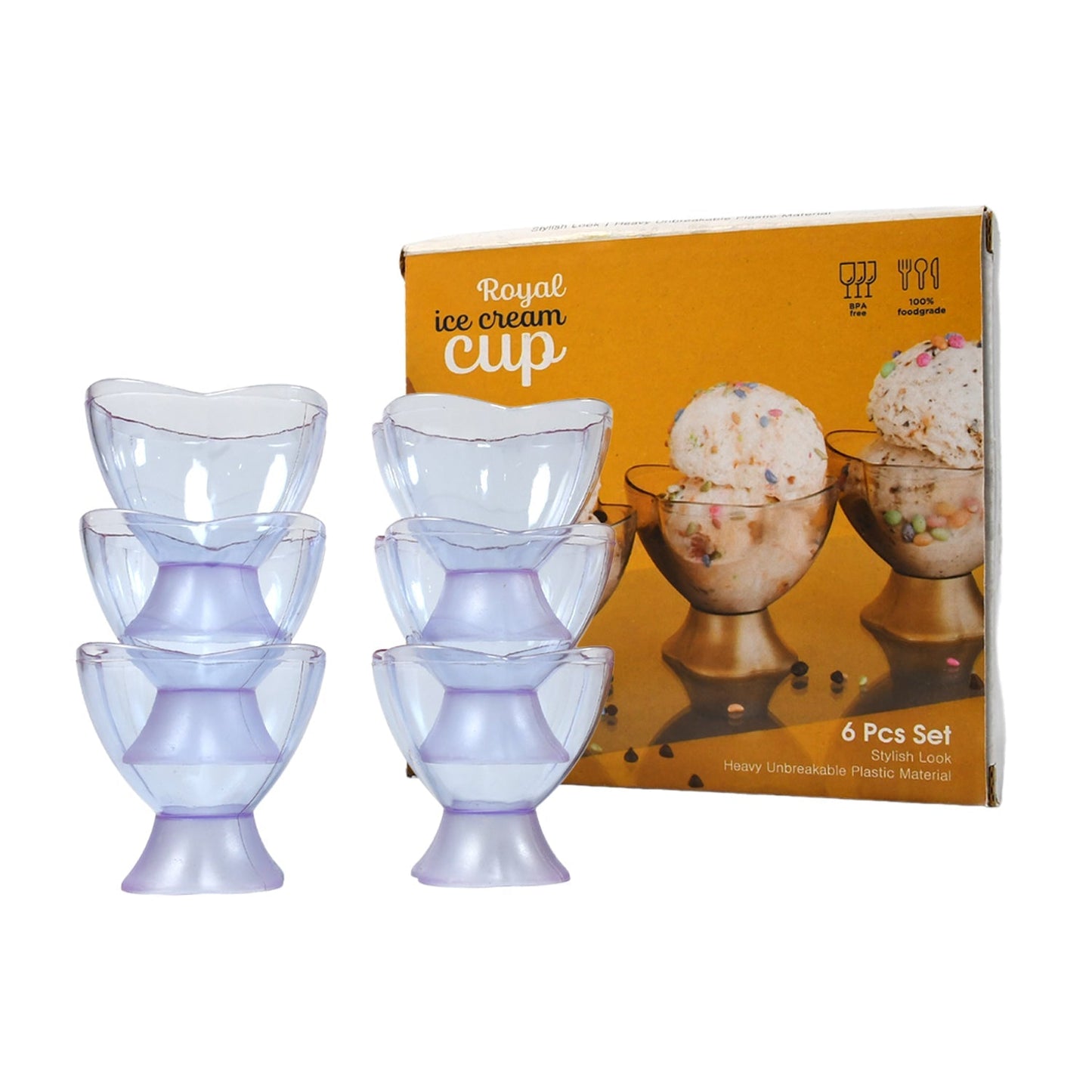 5343 NEW MODERN STYLE DESSERT & ICE CREAM BOWL PLASTIC 6PCS FOR HOME , OFFICE & PARTY USE JK Trends