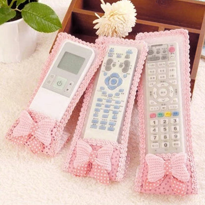7638 3pc Remote Cover with Bow Knot for TV, Air Conditioner, D2H, DTH Remote Control Dust Cover DeoDap