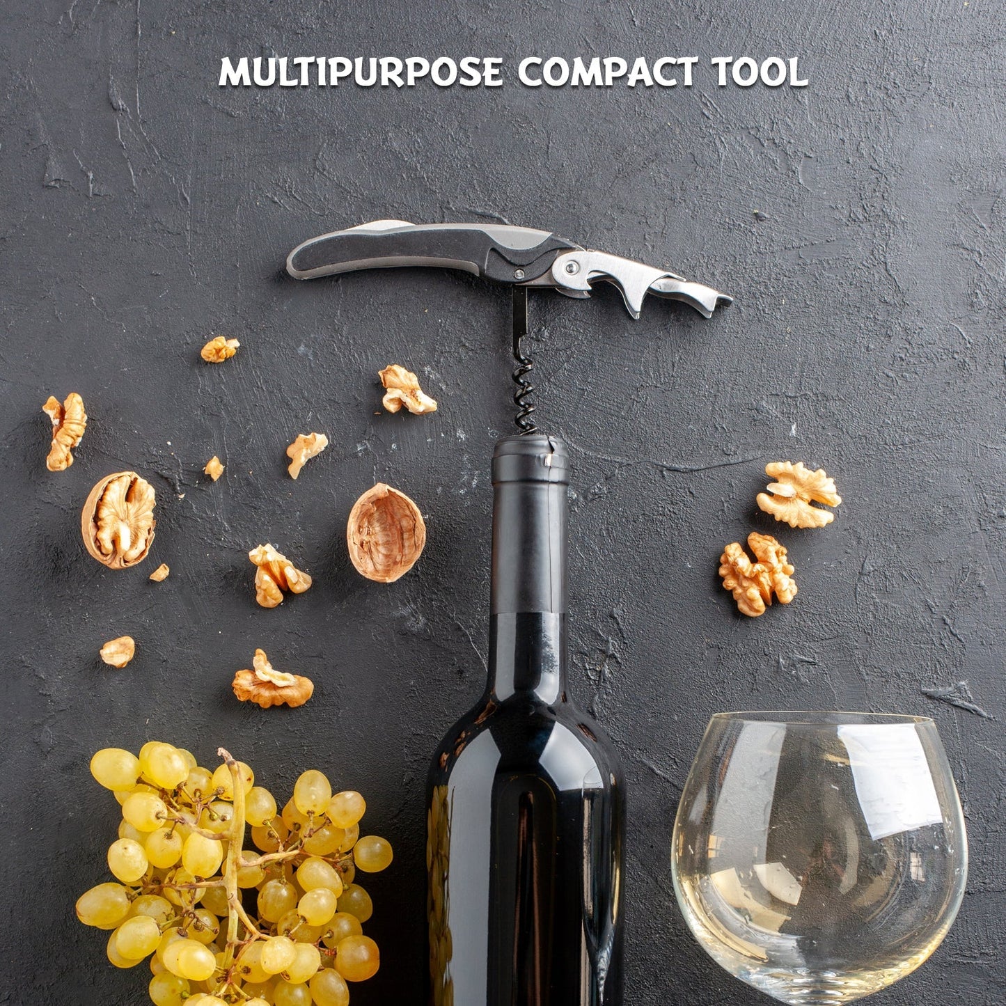 9115 Multifunction Wine Bottle Corkscrew Opener | 3 in 1 Folding Bar Tool Set | Stainless Steel Barware Accessories DeoDap