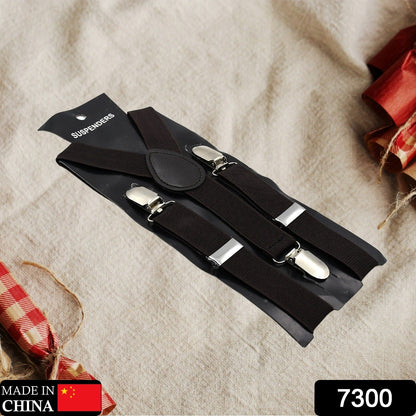 7300 Suspenders Adjustable - Elastic Y Shape Soild Color Suspender Metal Clip Elastic Casual and Formal Suspenders for MEN boys women girls