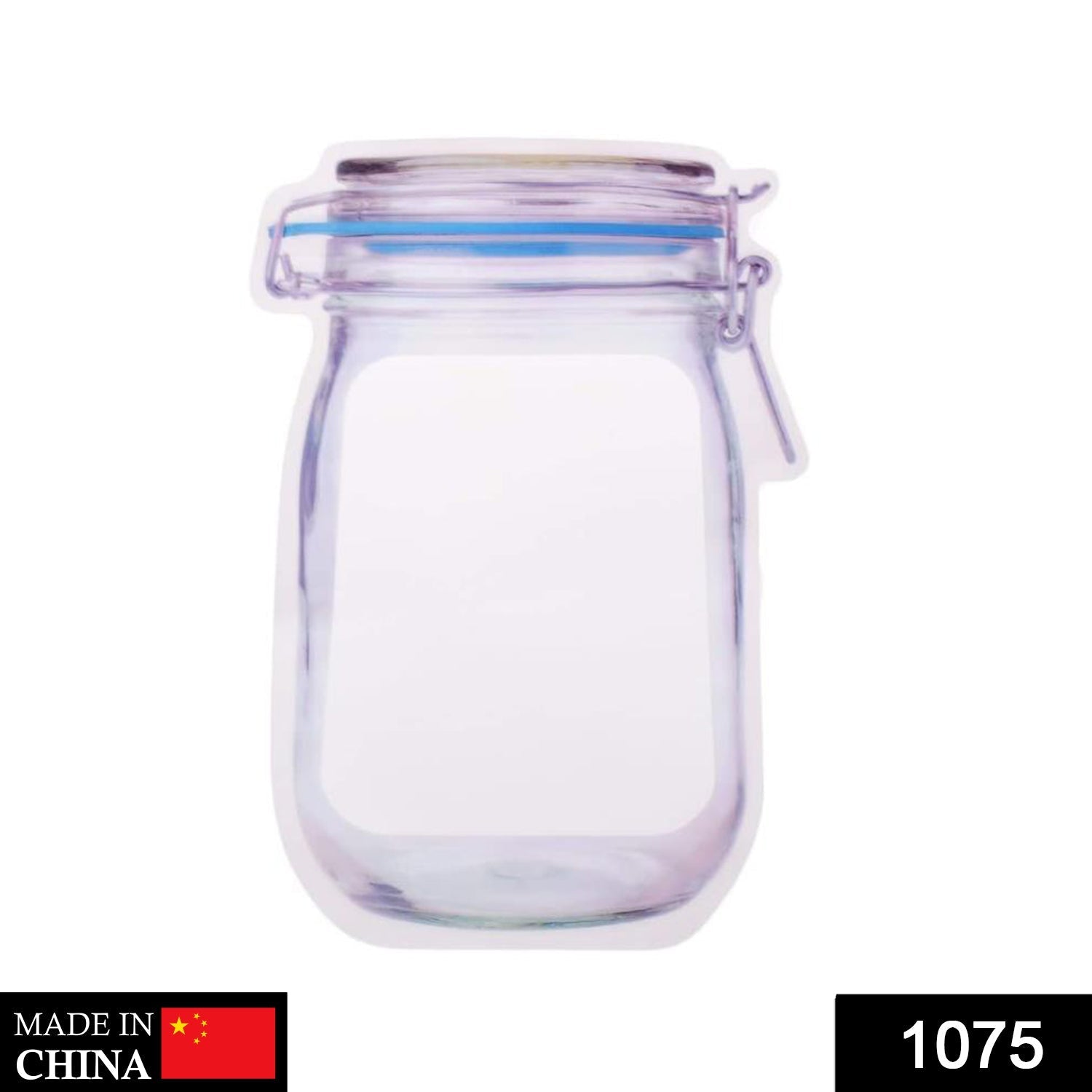 1075 Reusable Airtight Seal Plastic Food Storage Mason Jar Zipper (1000ml) JK Trends
