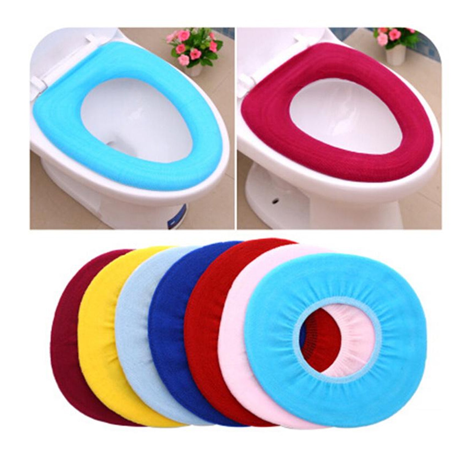 4768 Bathroom Soft Thicker Warmer Stretchable Washable Cloth Toilet Seat Cover Pads (1pc) JK Trends
