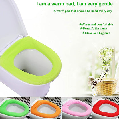 4768 Bathroom Soft Thicker Warmer Stretchable Washable Cloth Toilet Seat Cover Pads (1pc) JK Trends