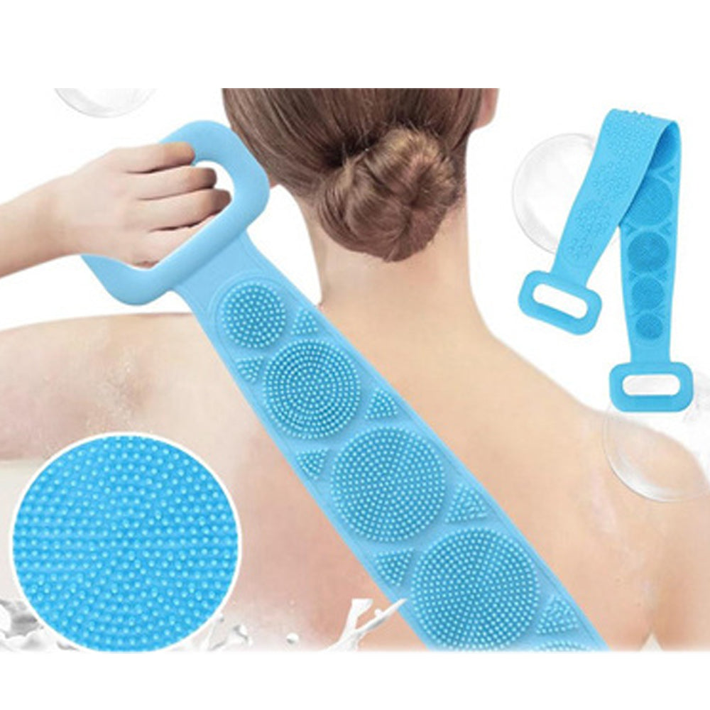 1302 Silicone Body Back Scrubber Double Side Bathing Brush for Skin Deep Cleaning DeoDap