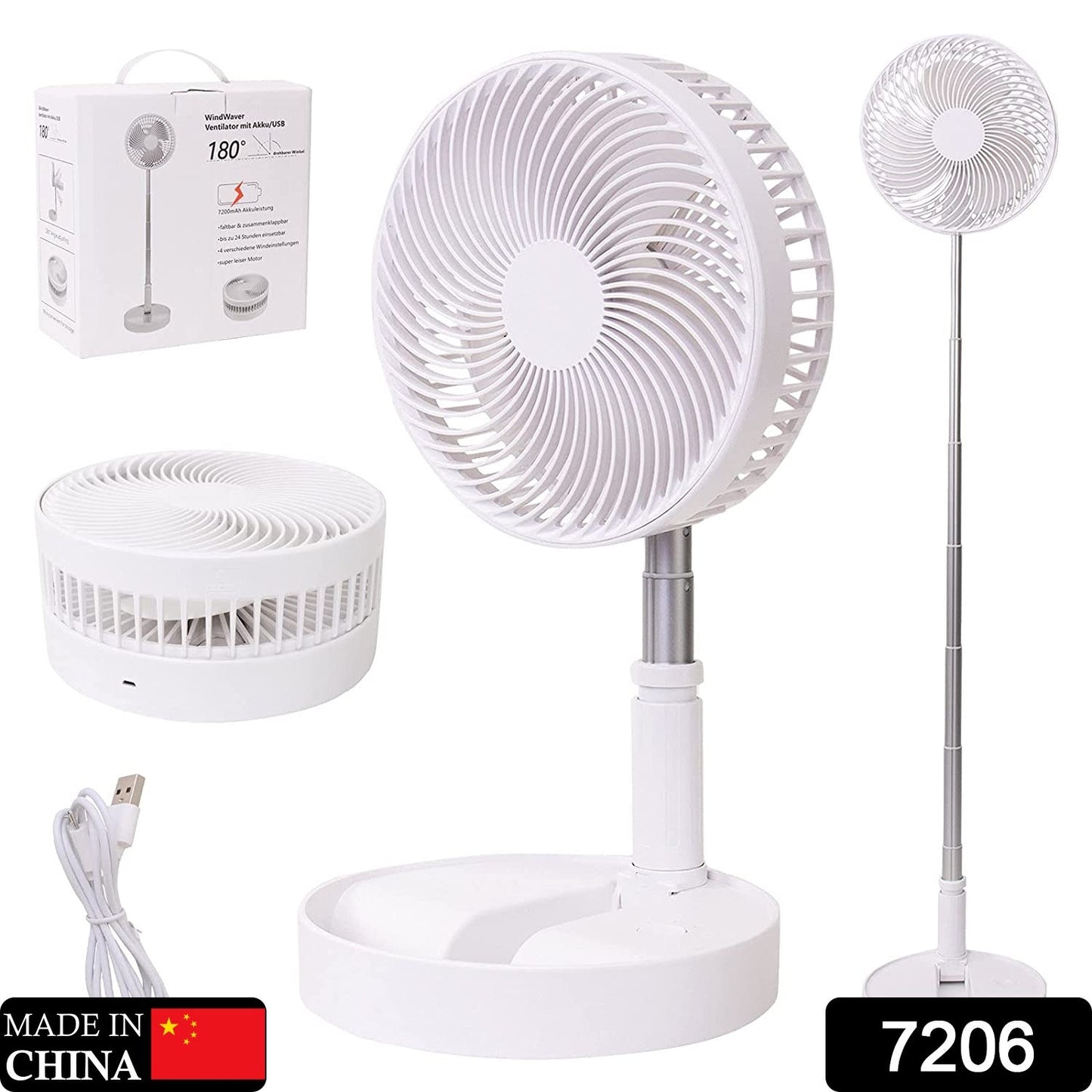 7206 TELESCOPIC ELECTRIC DESKTOP FAN, HEIGHT ADJUSTABLE, FOLDABLE & PORTABLE FOR TRAVEL/CARRY | SILENT TABLE TOP PERSONAL FAN FOR BEDSIDE, OFFICE TABLE JK Trends