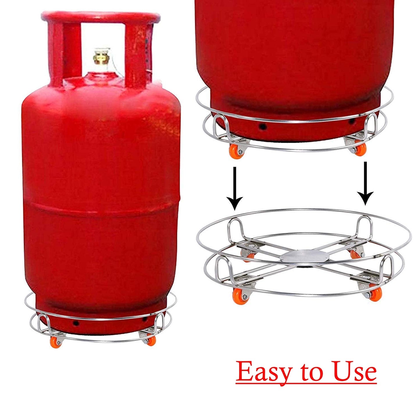 3018 Stainless Steel Gas Cylinder Trolley with Wheels LPG Cylinder Roller Stand Movable Trolley Amd-Deodap