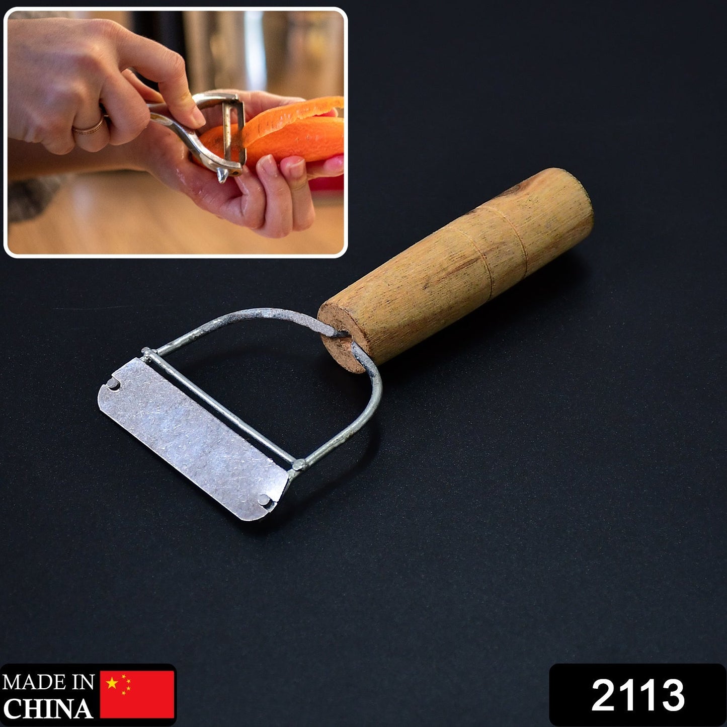 2113 Wooden Handle Metal Vegetable Cutter, Peeler, Slicer. DeoDap