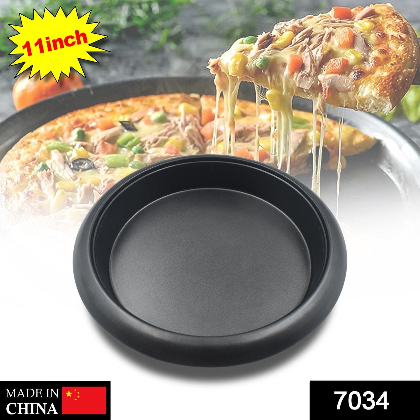 7034 Round Shape Carbon Steel Non-stick Baking Tray (11 Inch) DeoDap