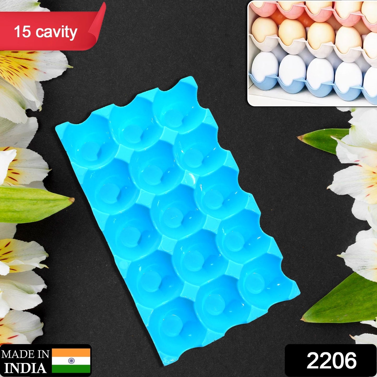 2206 Egg Trays for Storage with 15 Eggs Holder DeoDap