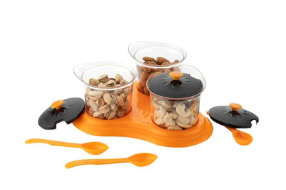 609 Multipurpose Dining Set Jar and tray holder, Chutneys/Pickles/Spices Jar - 3pc JK Trends