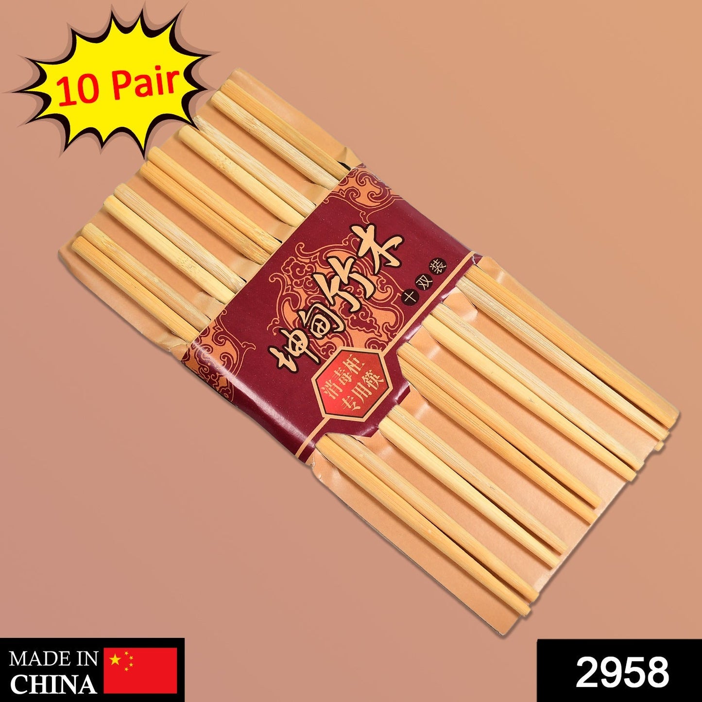 2958 Designer Natural Round Bamboo Reusable Chopsticks DeoDap