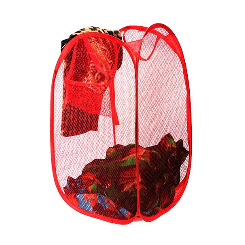248 Laundry Hamper Mesh Fabric For Ventilation Foldable Storage Pop Up Clothes Basket JK Trends
