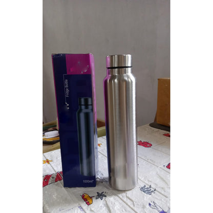 6861 Stainless Steel Water Bottle, Fridge Water Bottle, Stainless Steel Water Bottle Leak Proof, Rust Proof, Hot & Cold Drinks, Gym Sipper BPA Free Food Grade Quality Silver Color, Steel fridge Bottle For office/Gym/School 1000Ml