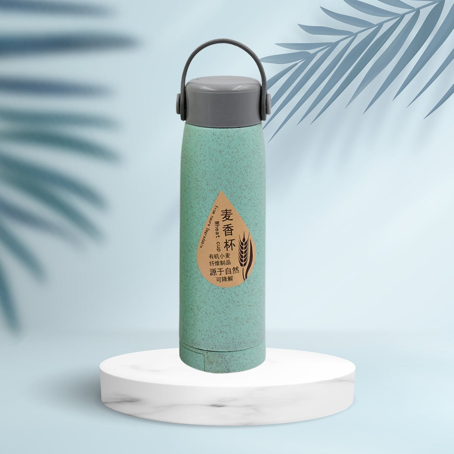 6951 High Portable Water Bottle, Creative Wheat Fragrance Glass Bottle Water with Mobile Phone Holder Wide Mouth Glass Water 380ml (MOQ :- 80 pc)
