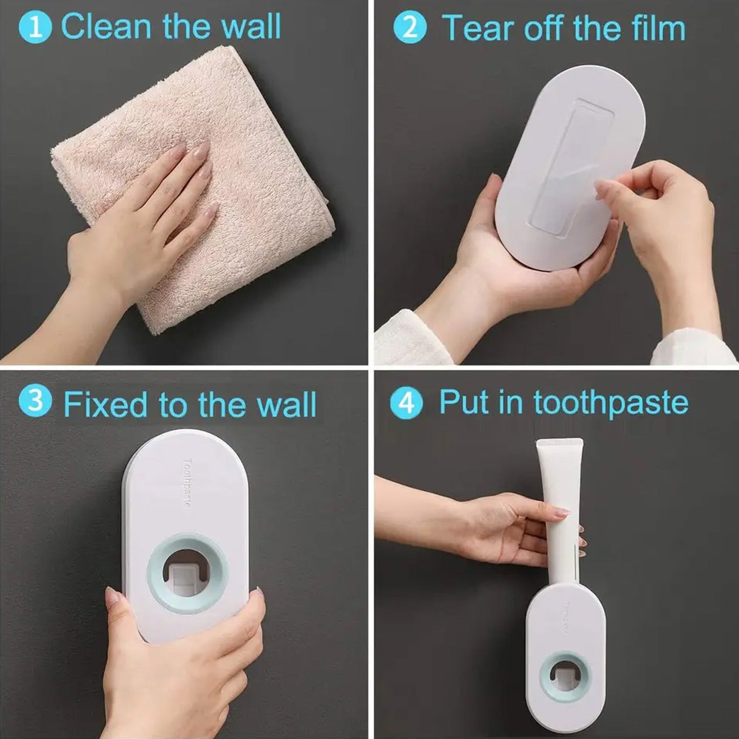 4900 Automatic Toothpaste Dispenser ,Wall Mounted Toothpaste Squeezer Kids Hands Free Squeeze Out for Home Washroom Shower Bathroom