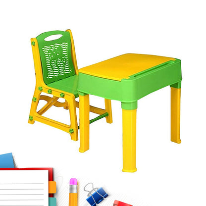 4594B Study Table with Chair Set use for Study| Laptop| |Desk| Class Room |Study Room| School | kids table and chair, Plastic Study Table (Yellow and Green)