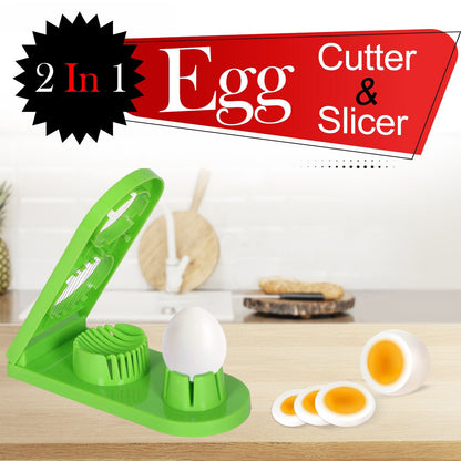 2006 2 in 1 Double Cut Boiled Egg cutter with stainless steel wire for easy slicing of boiled eggs. DeoDap