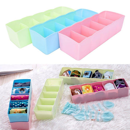 235 5-Compartments Socks/Handkerchief/Underwear Storage Box Socks Drawer Closet Organizer Storage Boxes (pack of 2) JK Trends