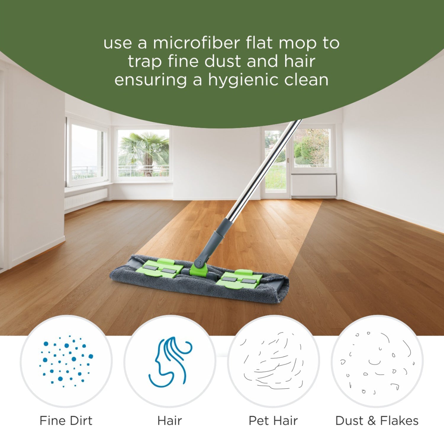 8710 Multipurpose Wet and Dry Cleaning Microfiber Flat MOP Floor Cleaning Mop with , 360 Degree Rotating Head and Telescopic Handle Steel Rod Long Handle Dry Mops, Standard (1 Piece, Multi-Colour) DeoDap